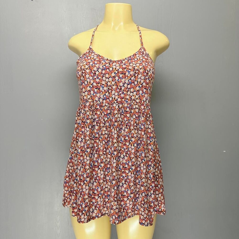 Elodie Mini Dress Strappy Open-Back Red Floral Size S